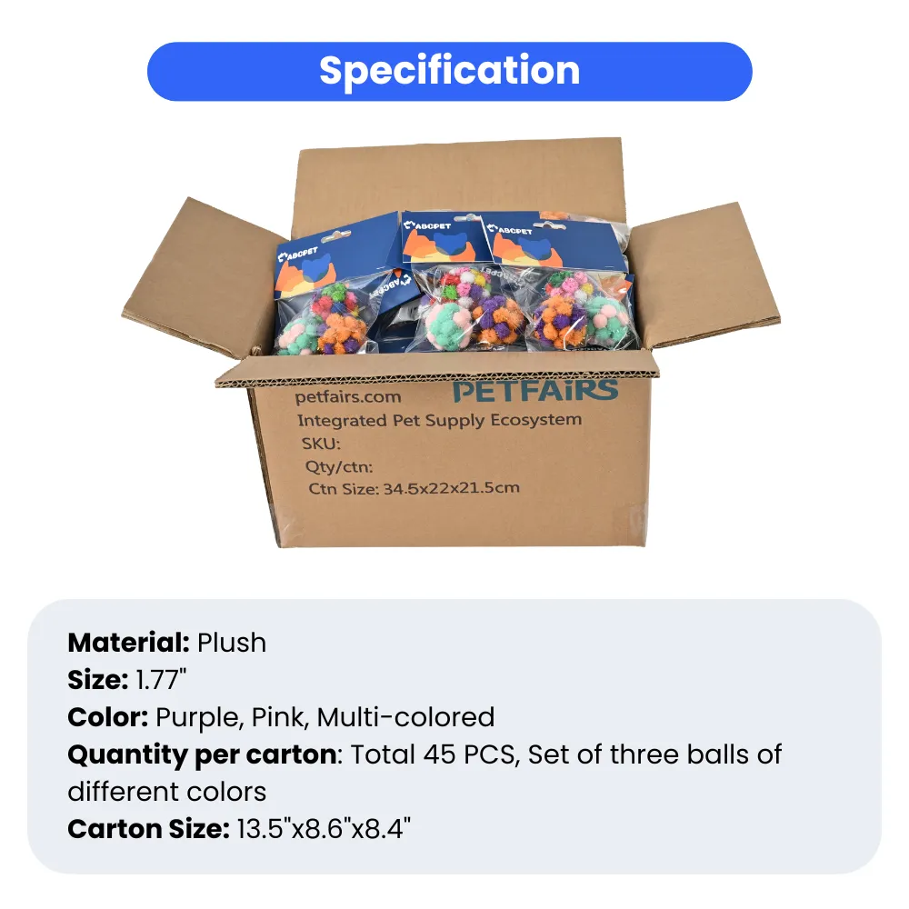 3 Pack Cat Interactive Ball Toy, 3 Assorted Colors, 3pcsPack, 45packsCarton