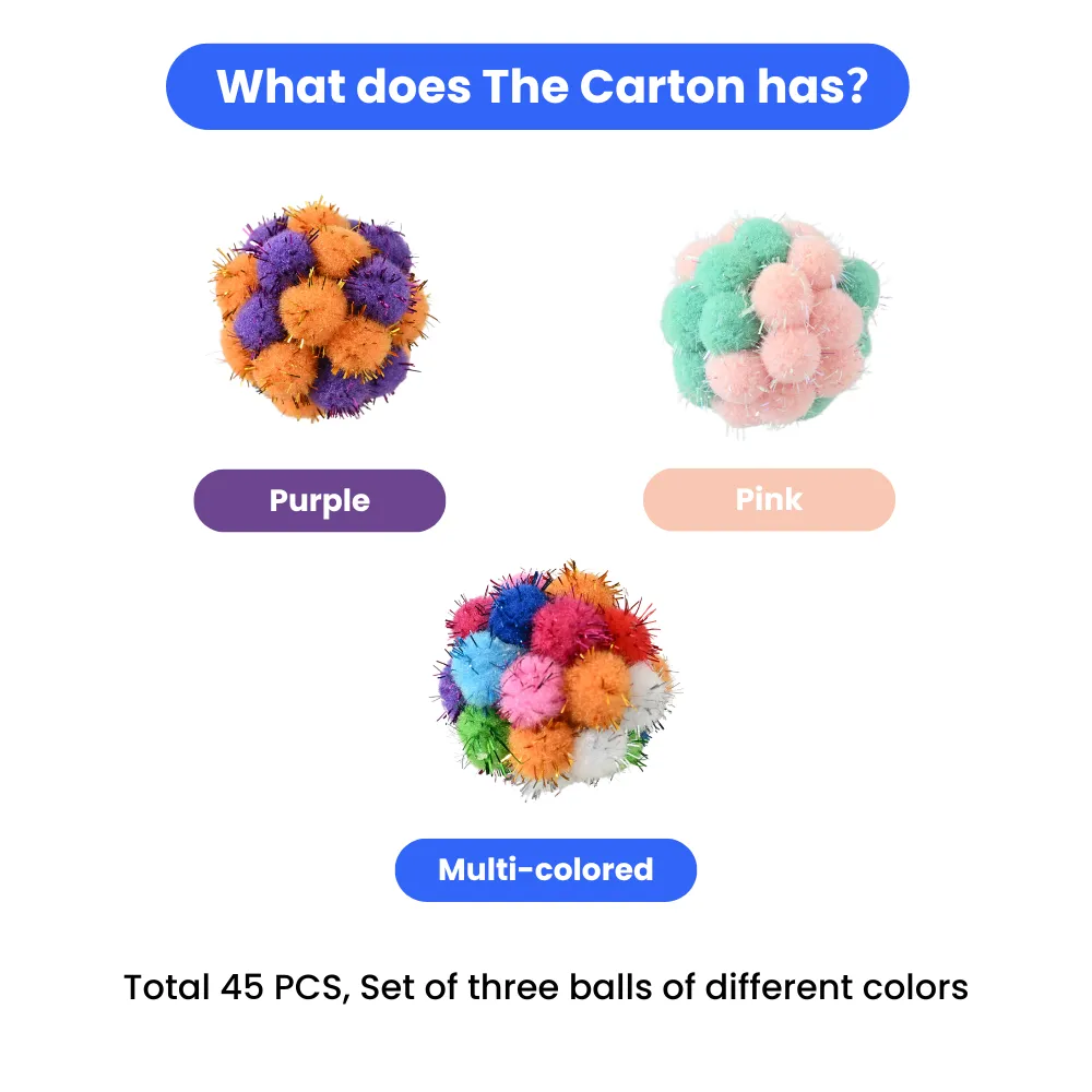 3 Pack Cat Interactive Ball Toy, 3 Assorted Colors, 3pcsPack, 45packsCarton