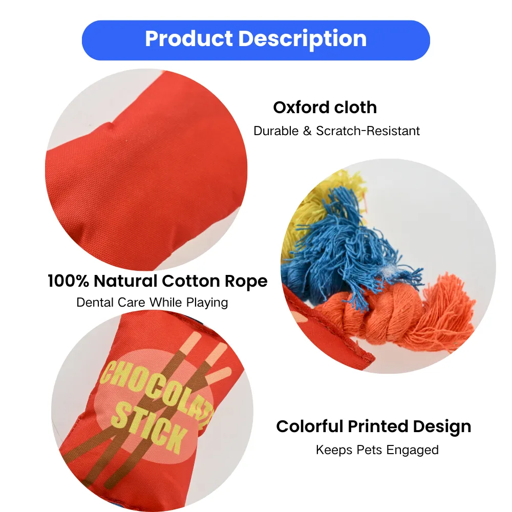 dog oxford toy with rope crinkle paper