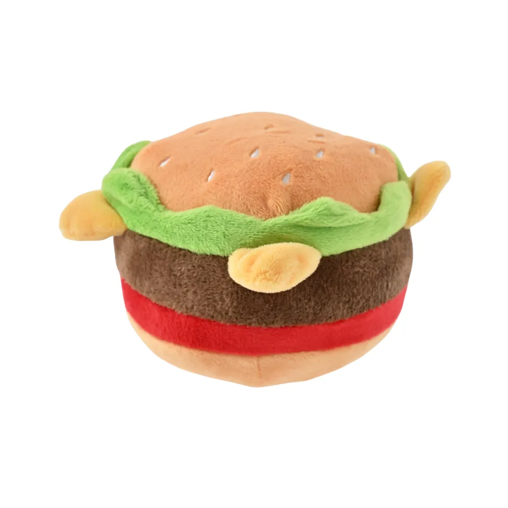 hamburger plush dog toy