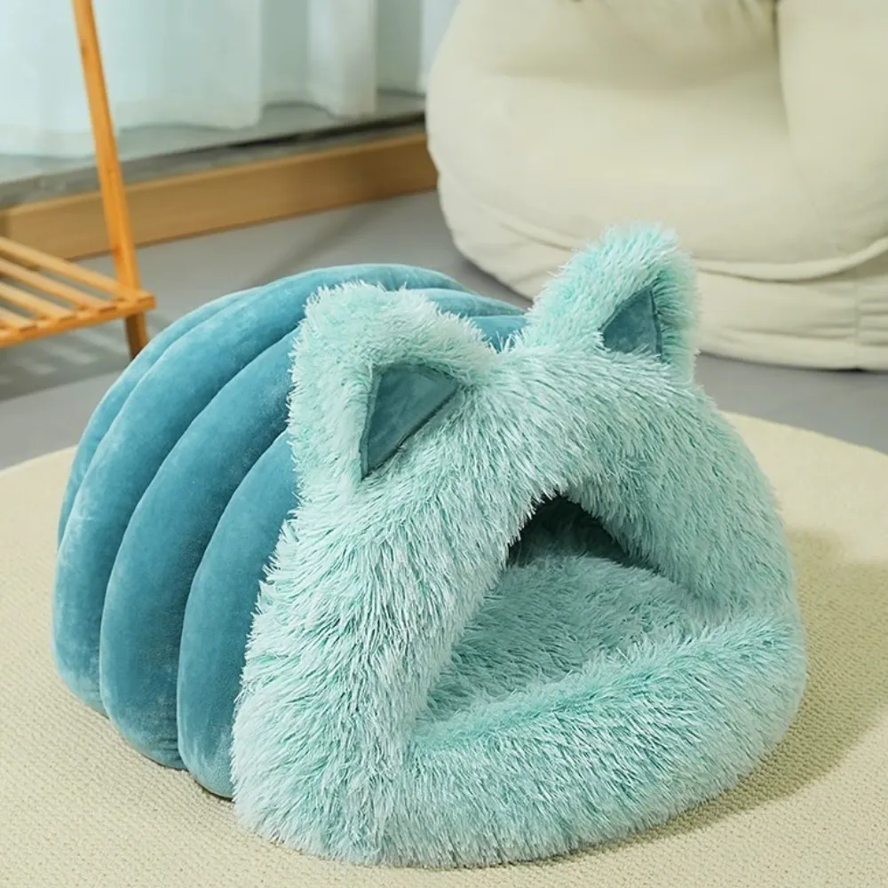 Best L Size Fluffy Cat Ear Pet Bed