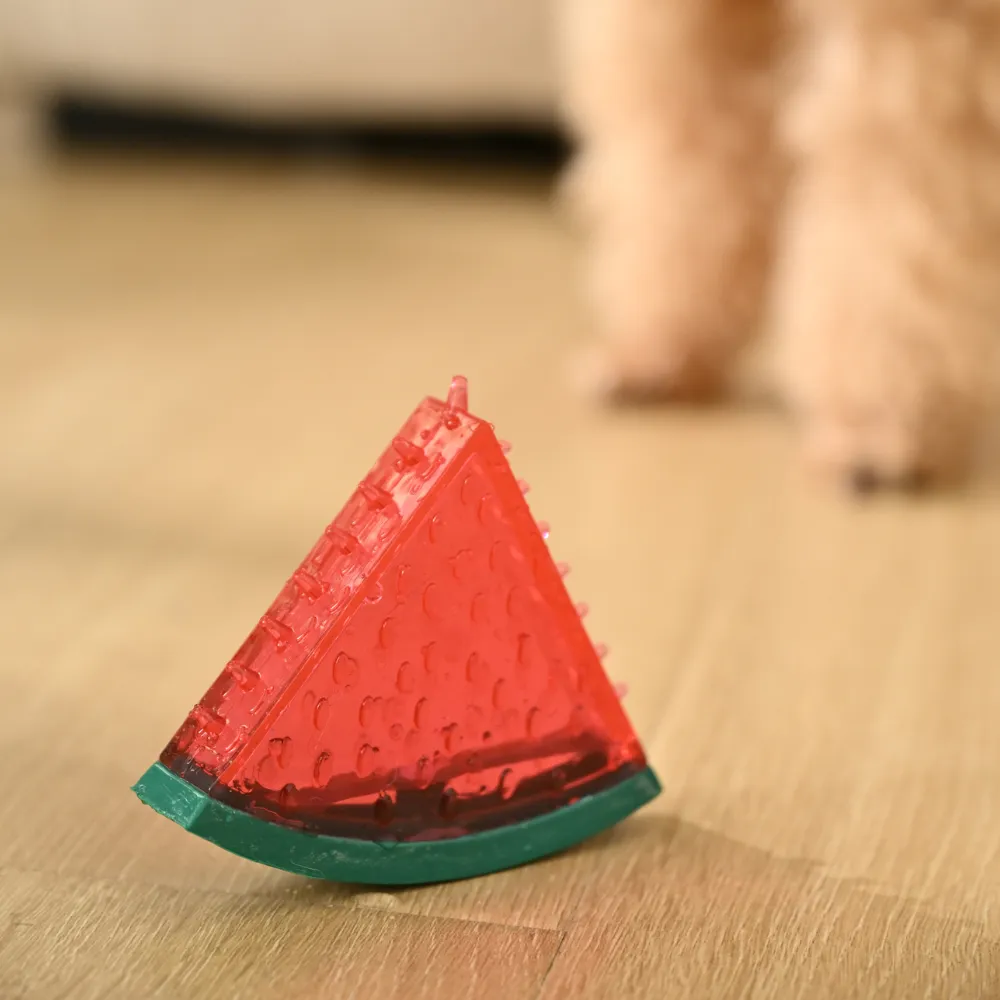 Dog Watermelon TPR Cooling Toy with Squeaker, Red,