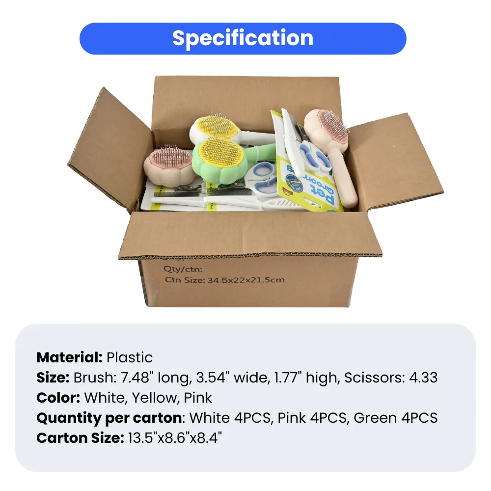 Pet Grooming Set of 3 Cleaning Brush for Dogs and Cats , 3 Colors Assorted, 12pcsCarton