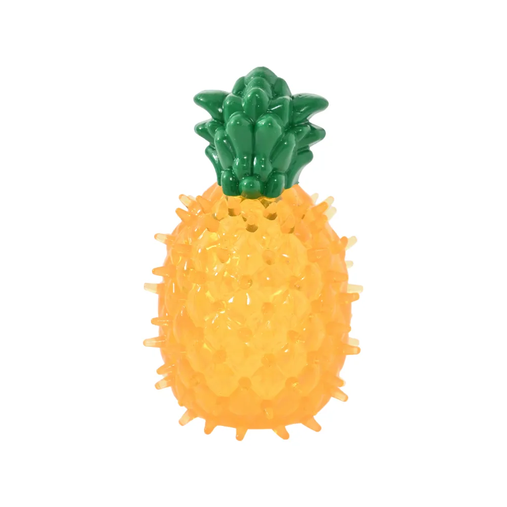 Pineapple Dog TPR Cooling Toy with Squeaker, Yellow, 27pcsCarton