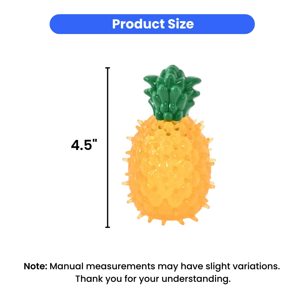 Pineapple Dog TPR Cooling Toy with Squeaker, Yellow, 27pcsCarton