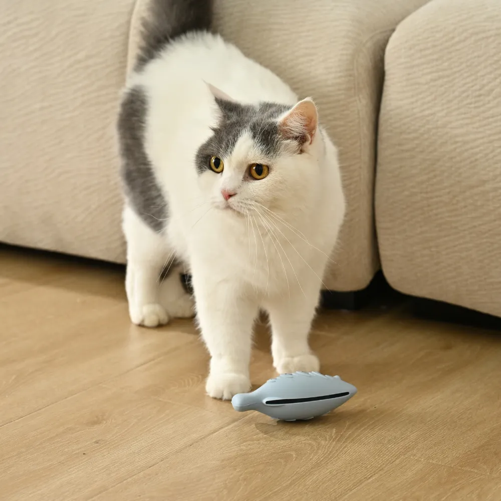 Wholesale Cat Silicone Food Grade Fish Toy, 2 Assorted Colors, 60pcsCarton