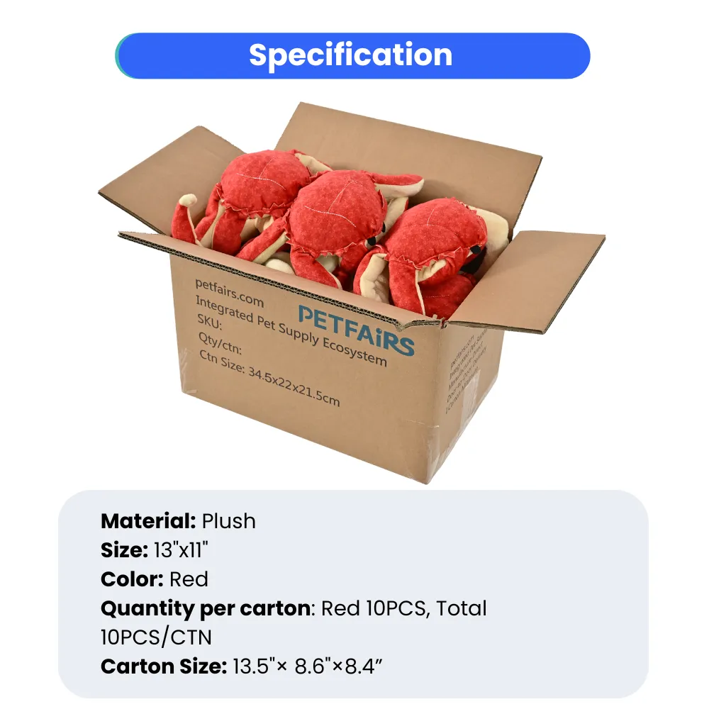 Wholesale Dog Interactive Plush Crab Toy, 13x11, 10 pcsCarton