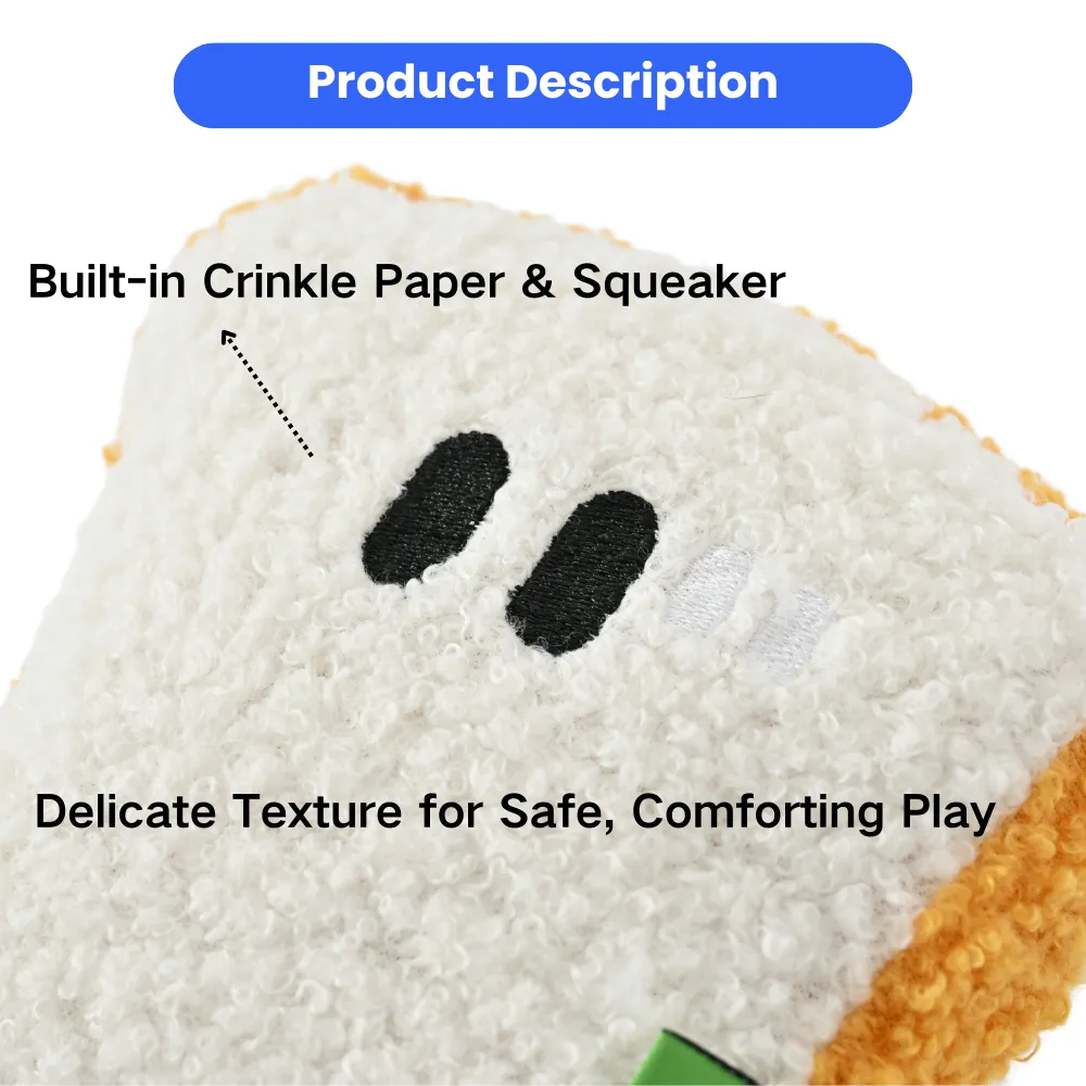 Wholesale Dog Plush Breakfast Bread Squeaker Toy Set, 4 Assorted Colors, 16pcsCarton