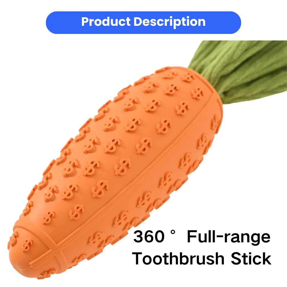 Wholesale Dog Rubber Carrot Toy with Squeaker, 8.75, 10 pcsCarton