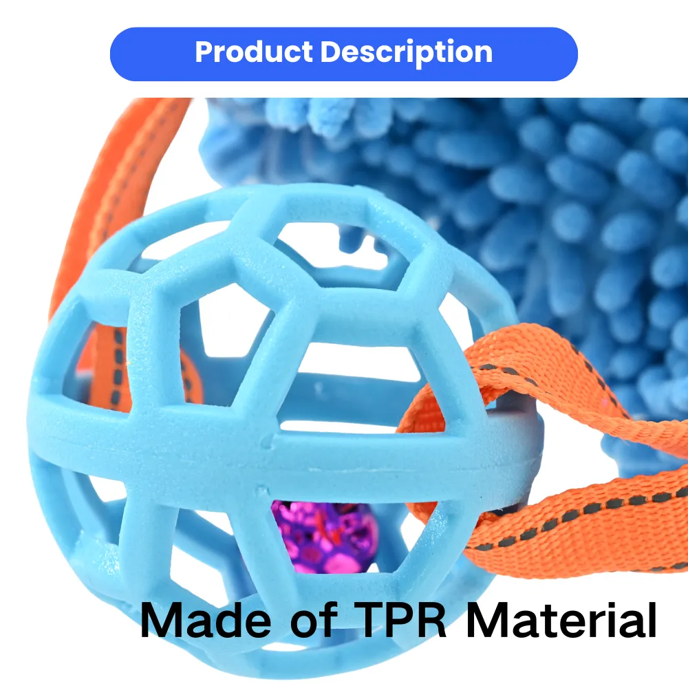 Wholesale Dog Tug Toy with Hollow TPR Ball, 3 Assorted Colors, 12pcsCarton