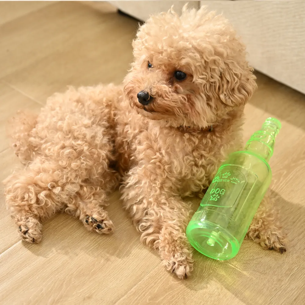 Wholesale Pet Chewy TPR Bottle Toy, L Size, 4 Colors Assorted, 9pcsCarton