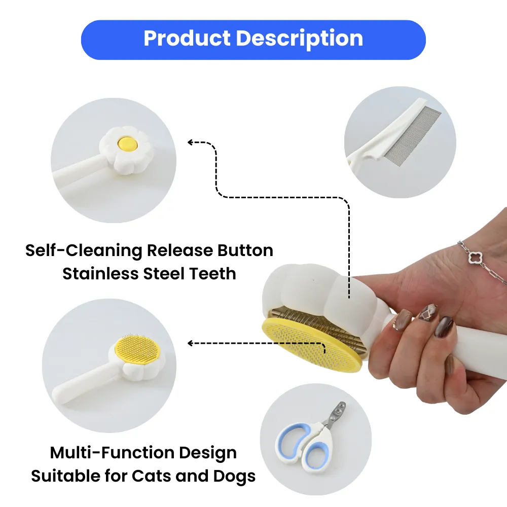 Wholesale Pet Grooming Set of 3 Cleaning Brush for Dogs and Cats , 3 Colors Assorted, 48pcsCarton