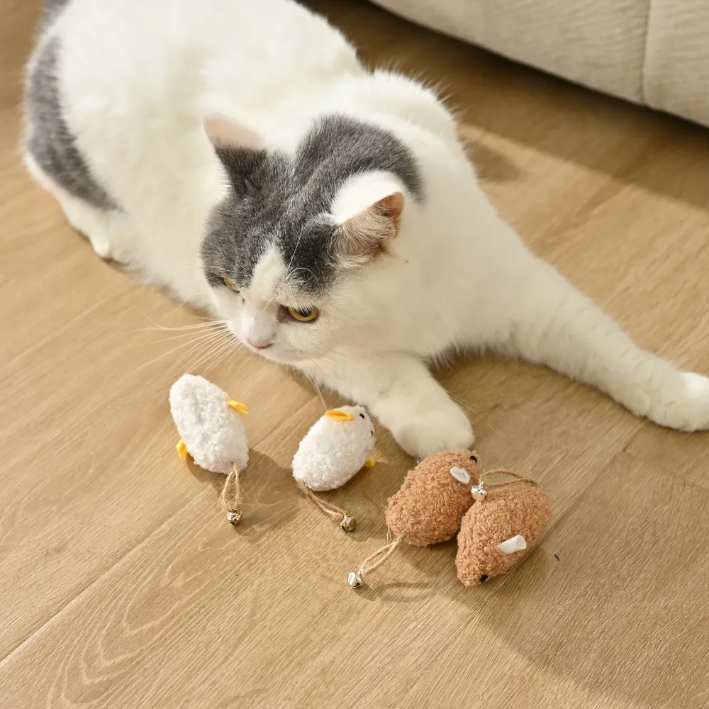 Wholesale Skitter Mice Cat Plush Toy Set, 2 Assorted Colors, 3pcsPack, 40packsCarton