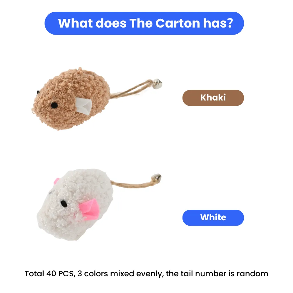 Wholesale Skitter Mice Cat Plush Toy Set, 2 Assorted Colors, 3pcsPack, 40packsCarton