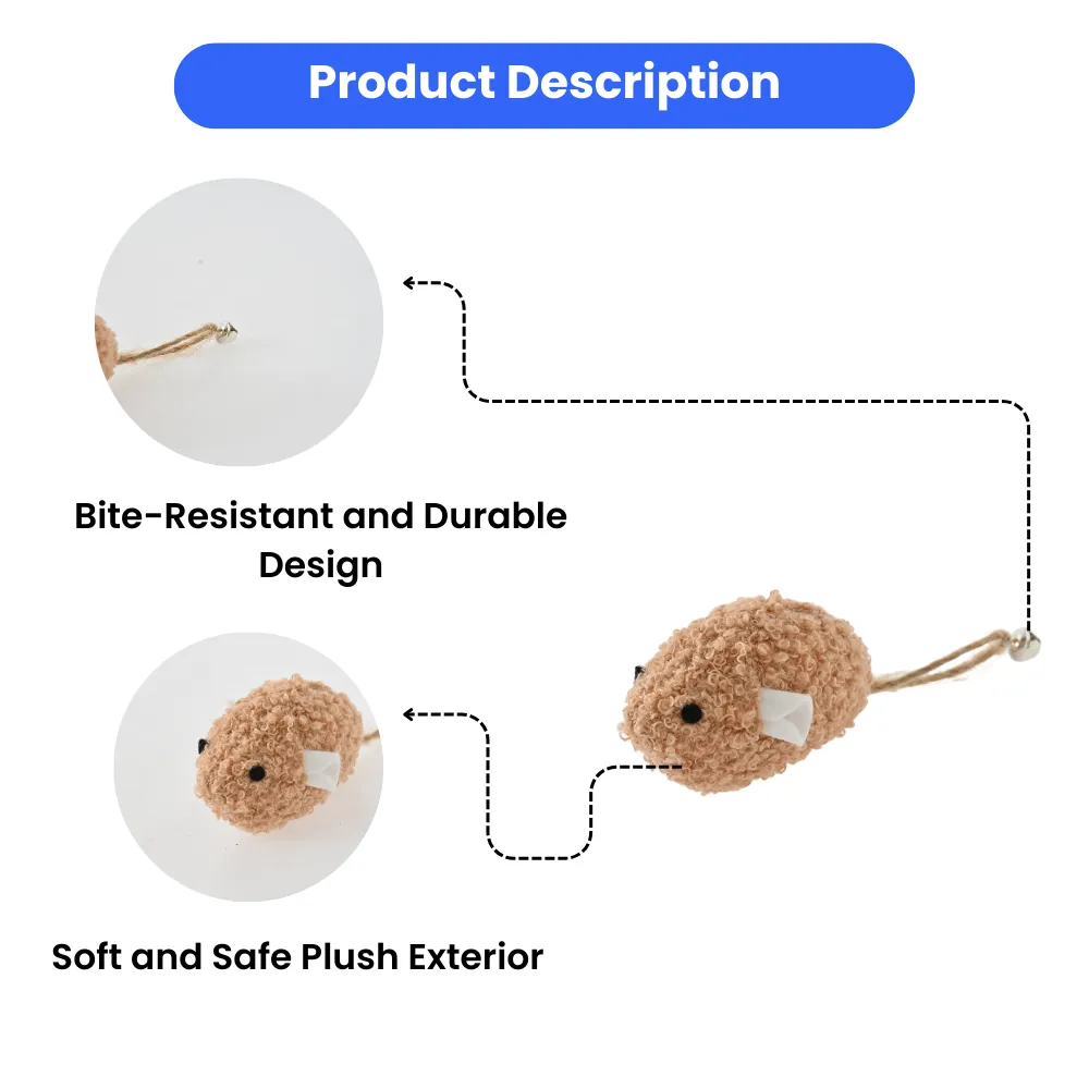 Wholesale Skitter Mice Cat Plush Toy Set, 2 Assorted Colors, 3pcsPack, 40packsCarton