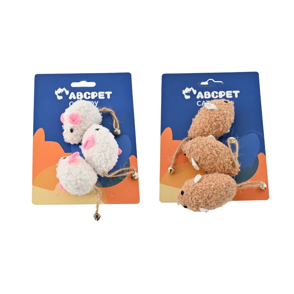 Wholesale Skitter Mice Cat Plush Toy Set, 2 Assorted Colors, 3pcsPack, 40packsCarton