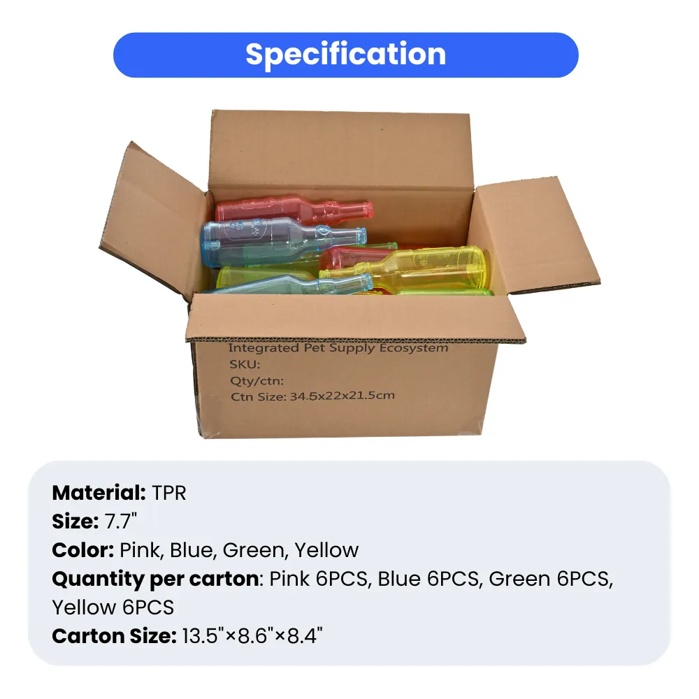 wholesale Pet TPR Bottle Toy, 4 Colors Assorted, 24pcsCarton