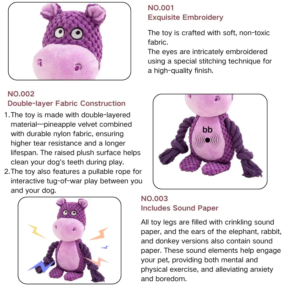 Dual-Layer Fabric Interactive Squeaky Rope Dog Toy