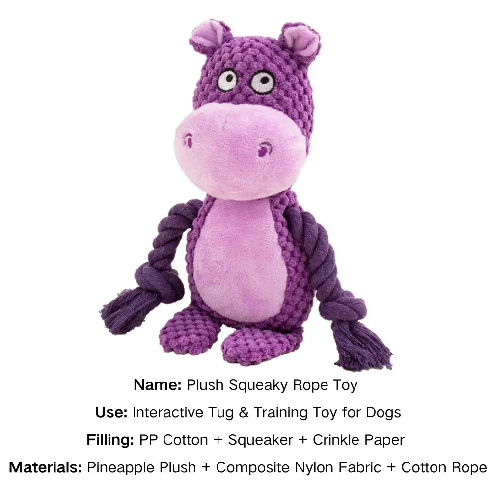 Dual-Layer Fabric Interactive Squeaky Rope Dog Toy