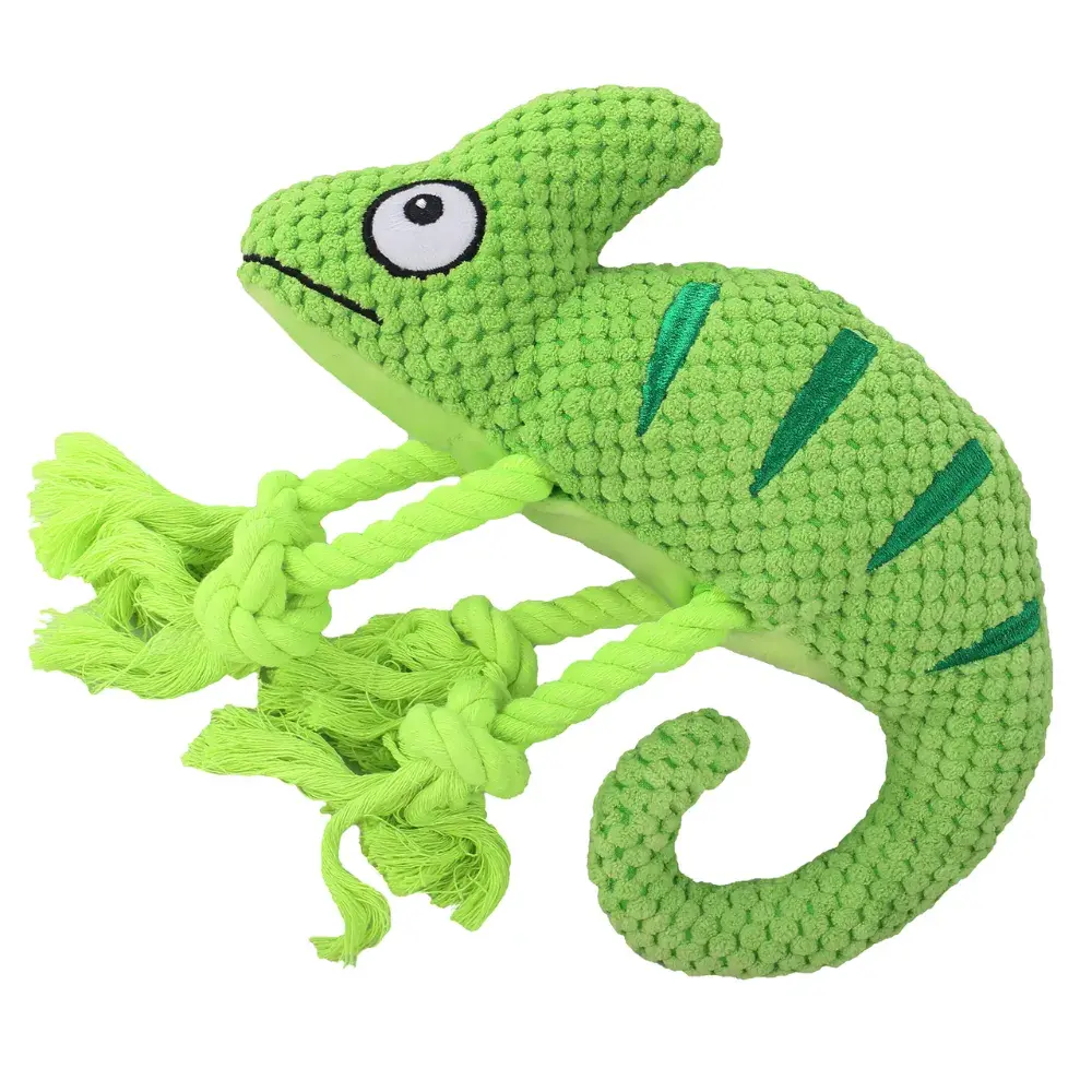 Durable Squeaky Plush Chameleon Dog Toy