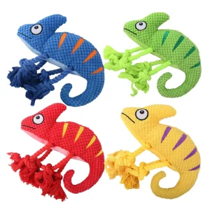 Durable Squeaky Plush Chameleon Dog Toy