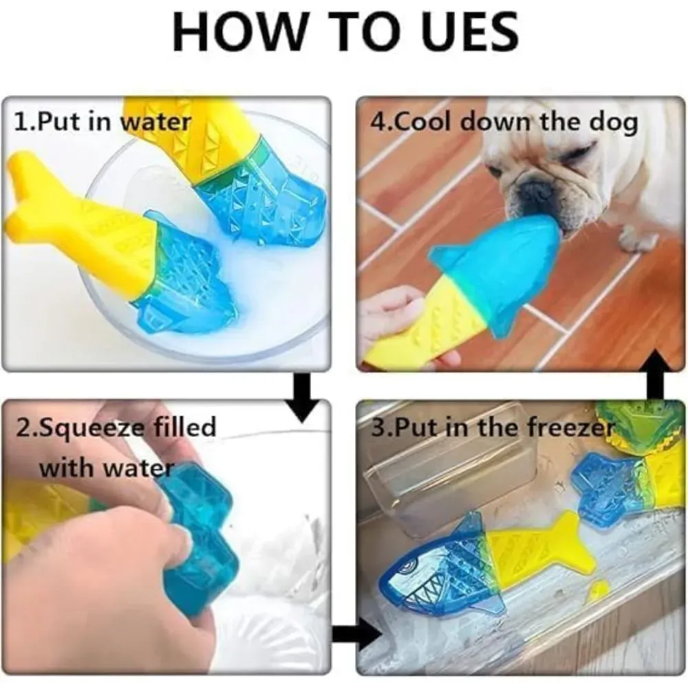 Bite Resistant TPR Frozen Teething Fish Dog Toy