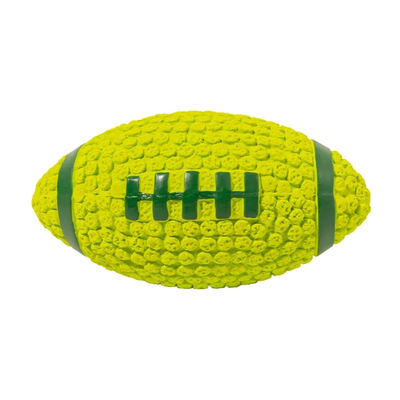 Green Squeaky Latex Rugby Ball Dog Fetch Toy