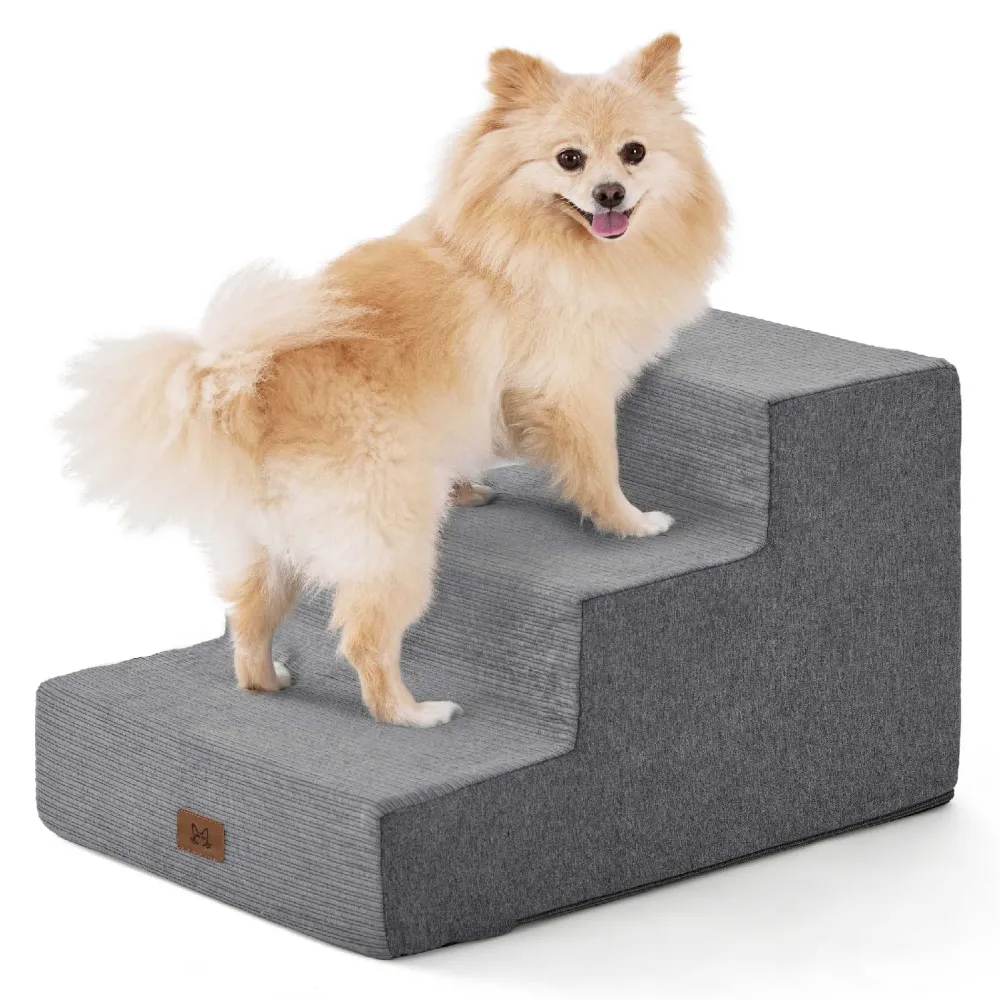 wholesale 3-Layer Sloped 35D Foam Pet Stairs, Soft Ramp Design for Small, Senior & Injured Dogs, 4 PcsCarton