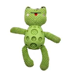 Durable Grid PU Plush Frog Squeaky Dog Chew Toy, 8 pcs/Carton