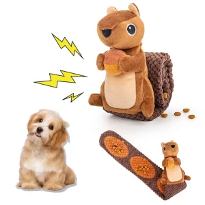 Interactive Squeaky Plush Squirrel Dog Chew Toy