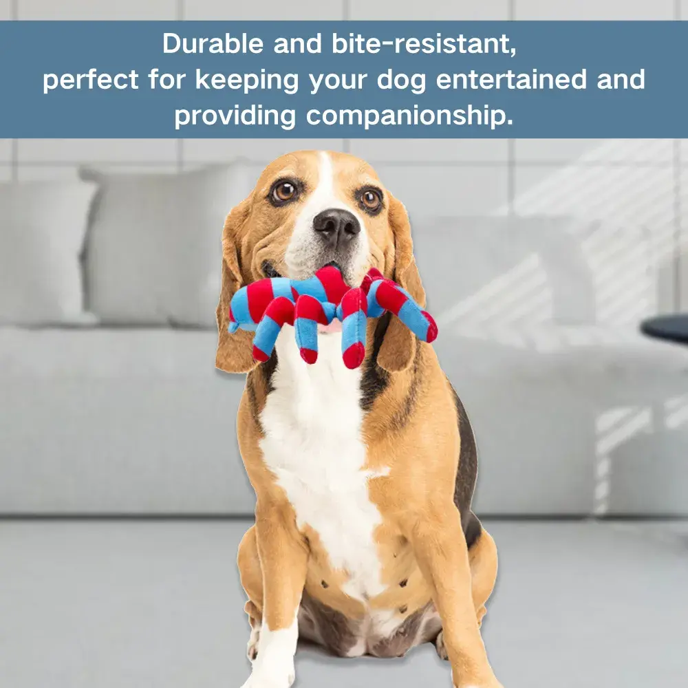 Durable Squeaky Plush Spider Dog Toy