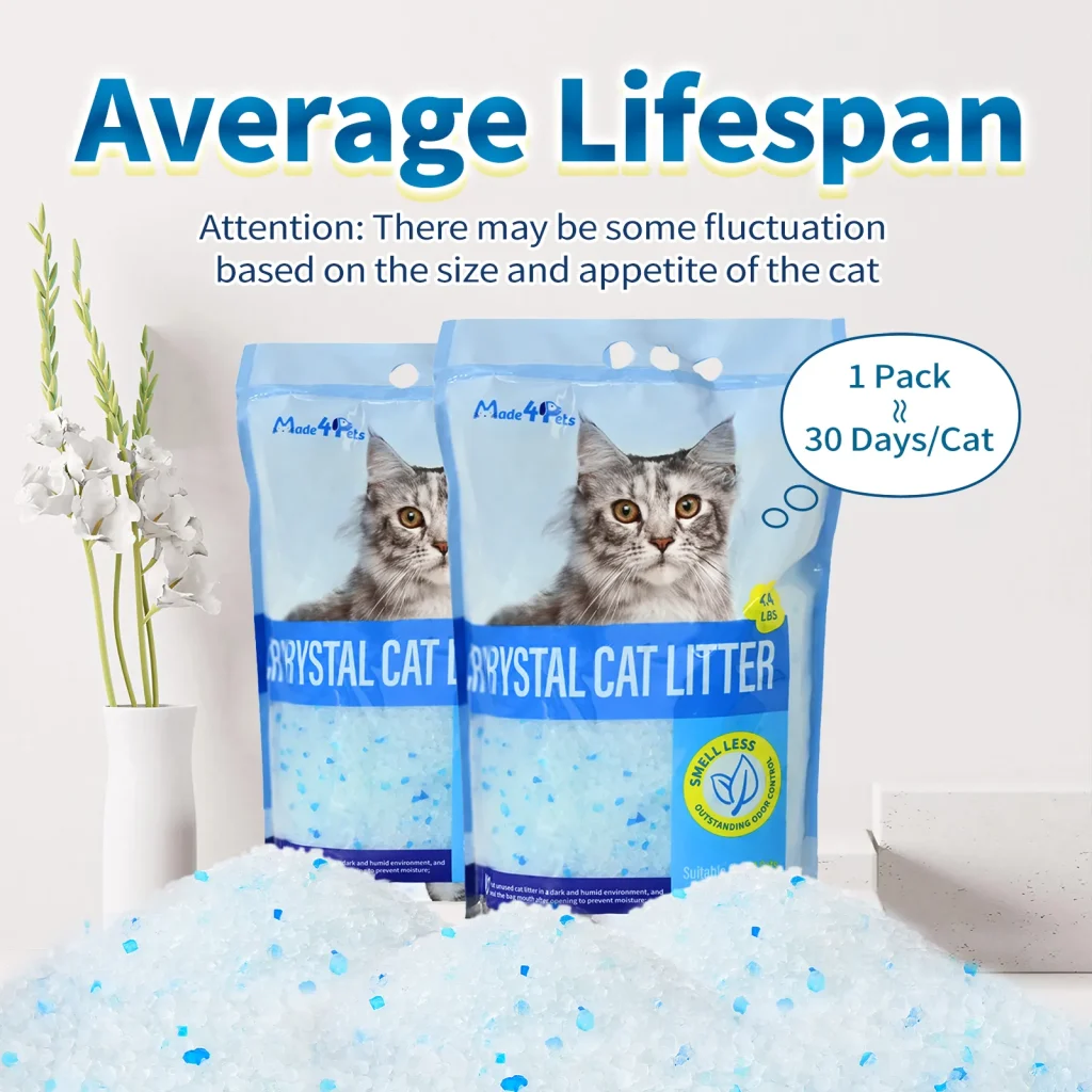 Premium C rystal Cat Litter, Original Unscented, 4.4 lb × 6 Bags Per Carton