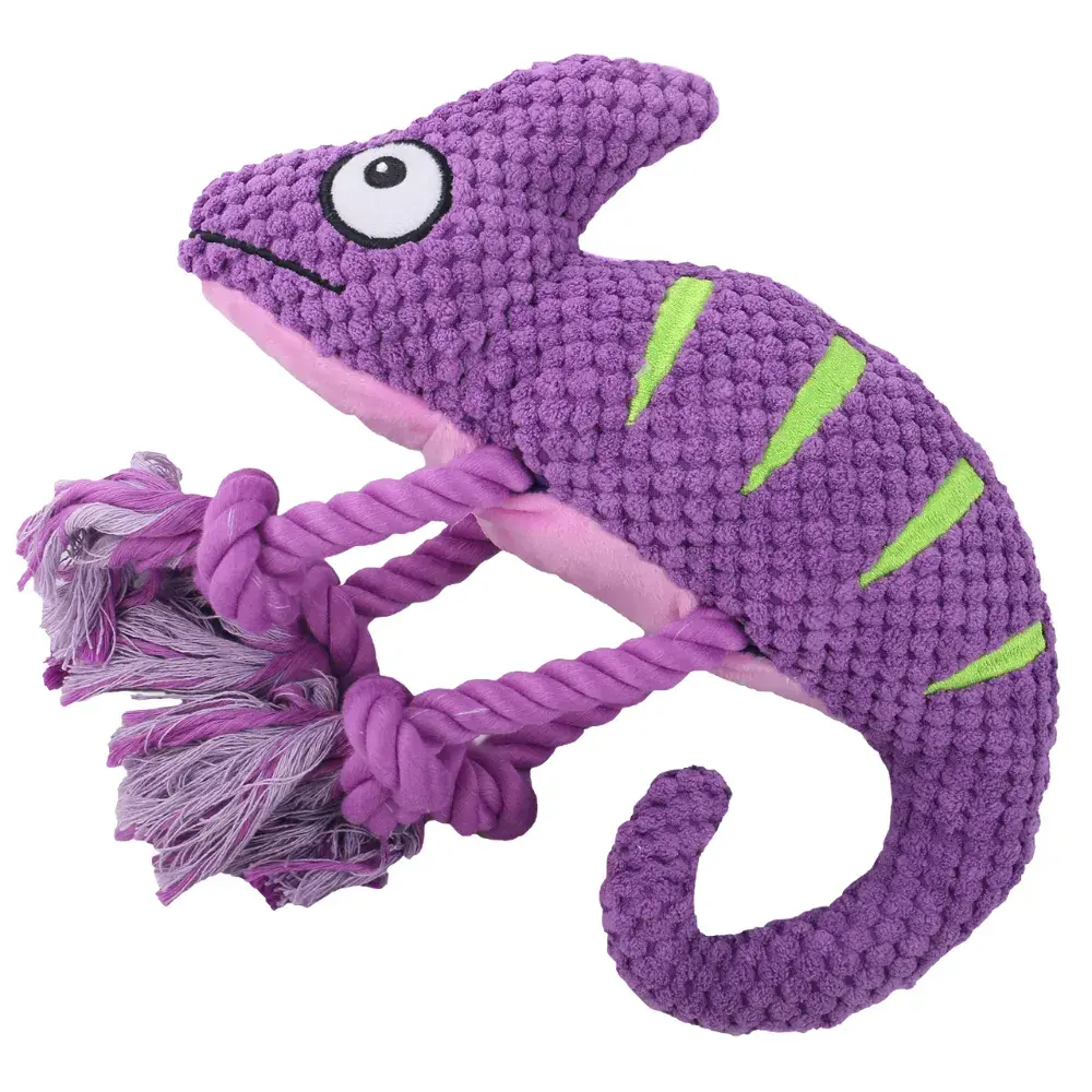 Durable Squeaky Plush Chameleon Dog Toy