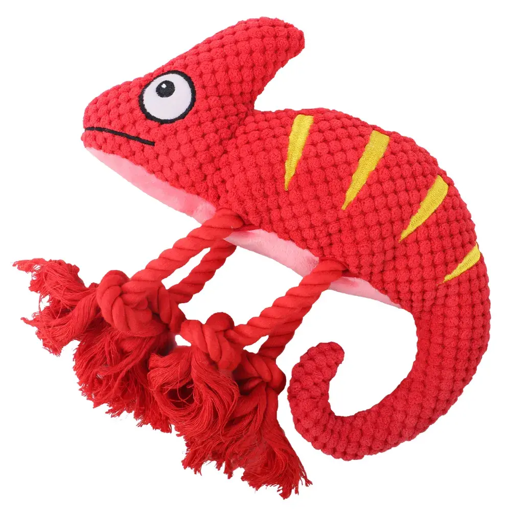 Durable Squeaky Plush Chameleon Dog Toy