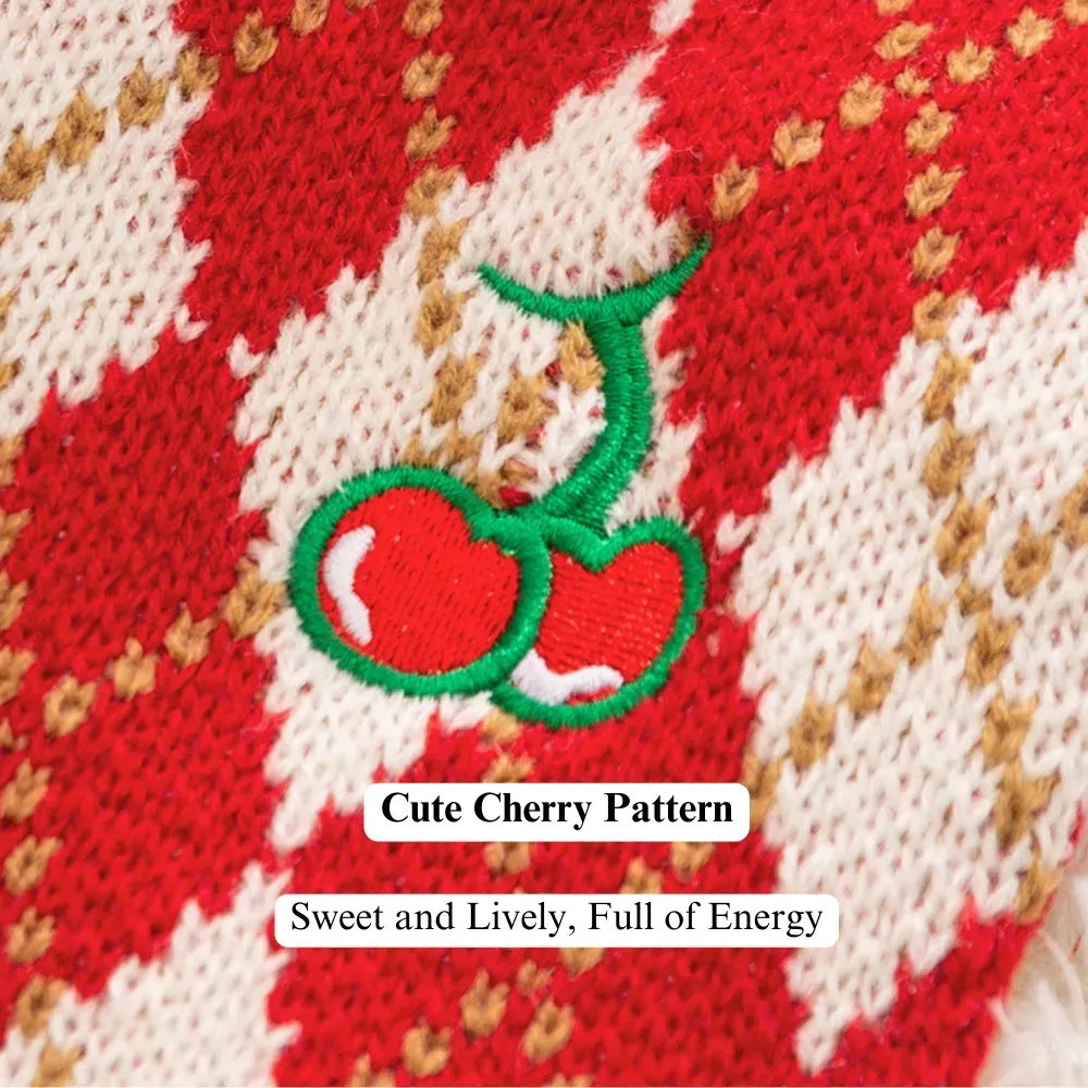 Wholesale L-New Year Cherry Print Cat Sweater