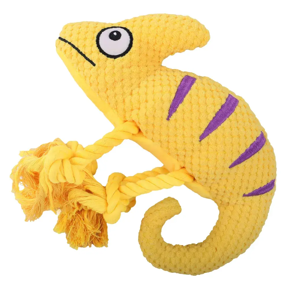 Durable Squeaky Plush Chameleon Dog Toy