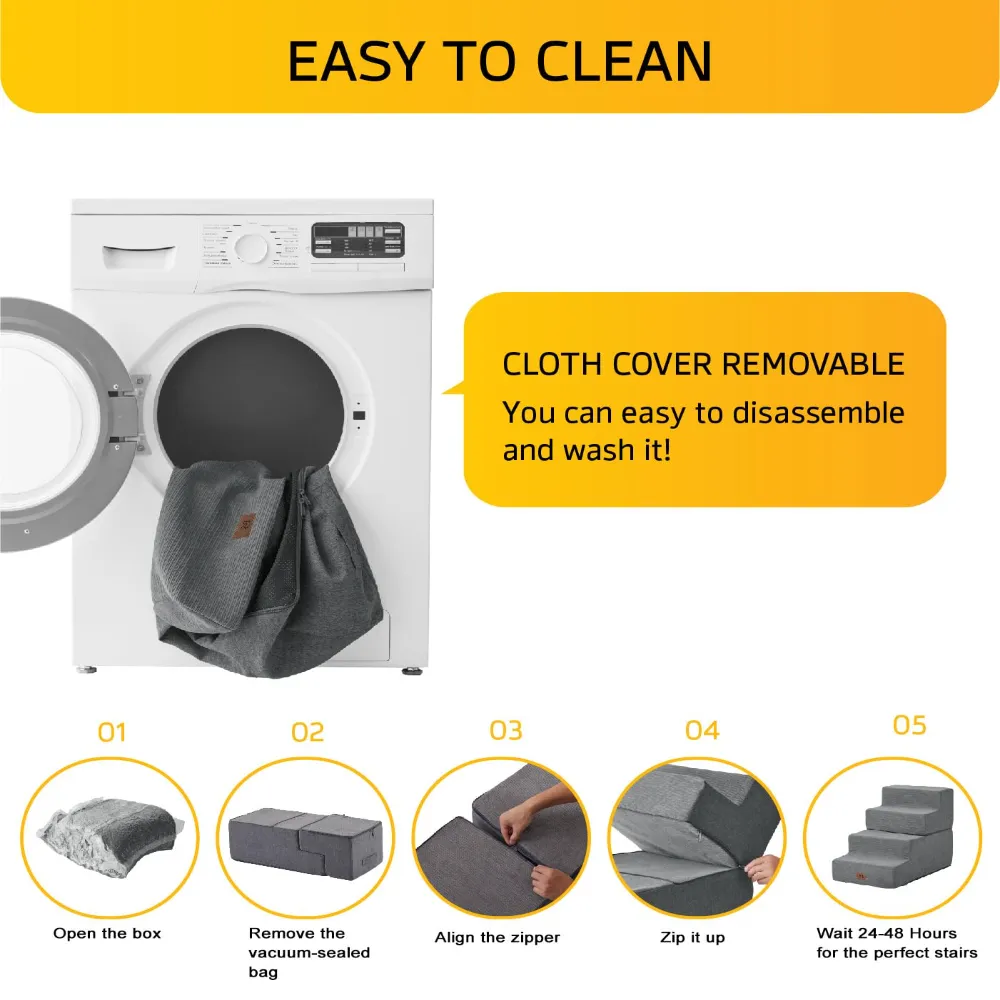 wholesale 3-Layer Sloped 35D Foam Pet Stairs, Soft Ramp Design for Small, Senior & Injured Dogs, 4 PcsCarton