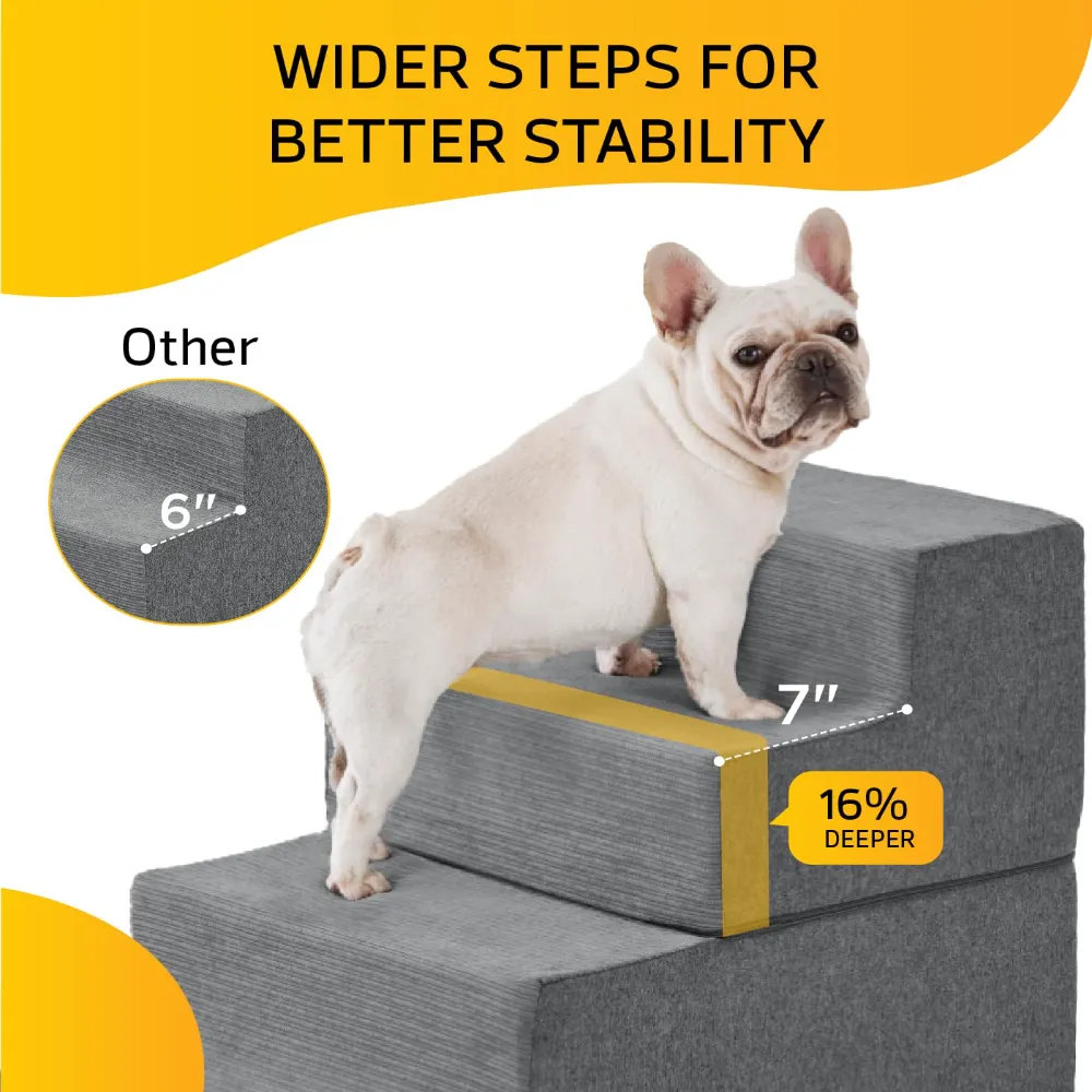 wholesale 5 Step Pet Stairs with Non-Slip Bottom & Washable Cover for Small Dogs & Cats,
