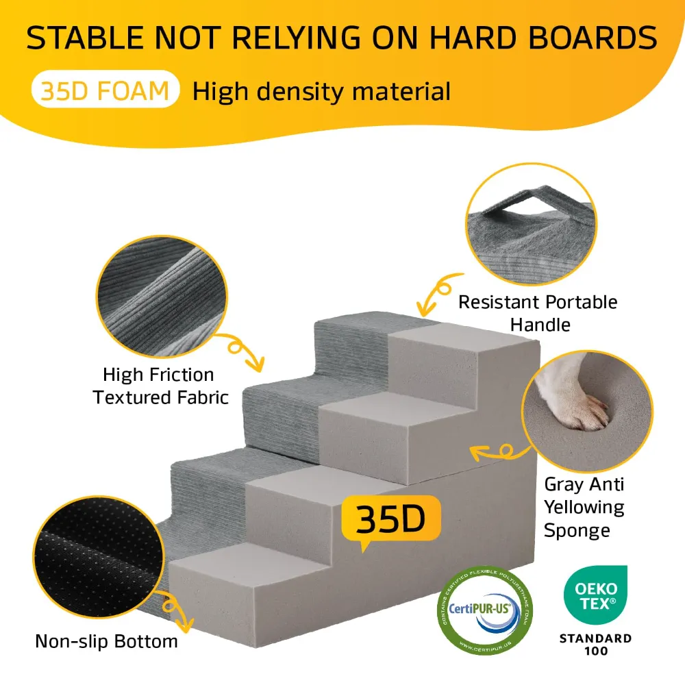 wholesale 5 Step Pet Stairs with Non-Slip Bottom & Washable Cover for Small Dogs & Cats,