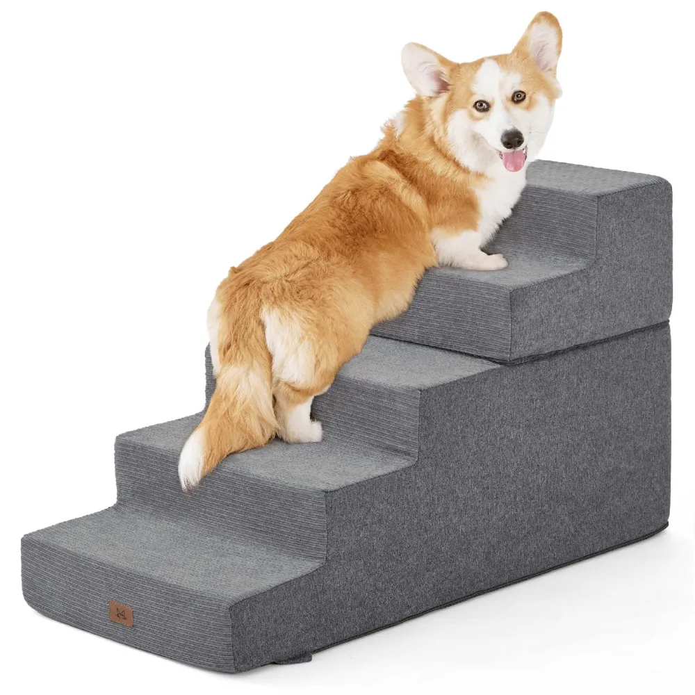 wholesale 5 Step Pet Stairs with Non-Slip Bottom & Washable Cover for Small Dogs & Cats,