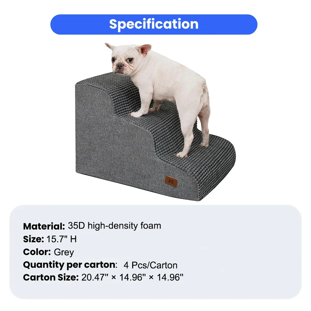 wholesale Foam Pet Stairs with Non-Slip Fluffy Surface & Washable Cover, 4