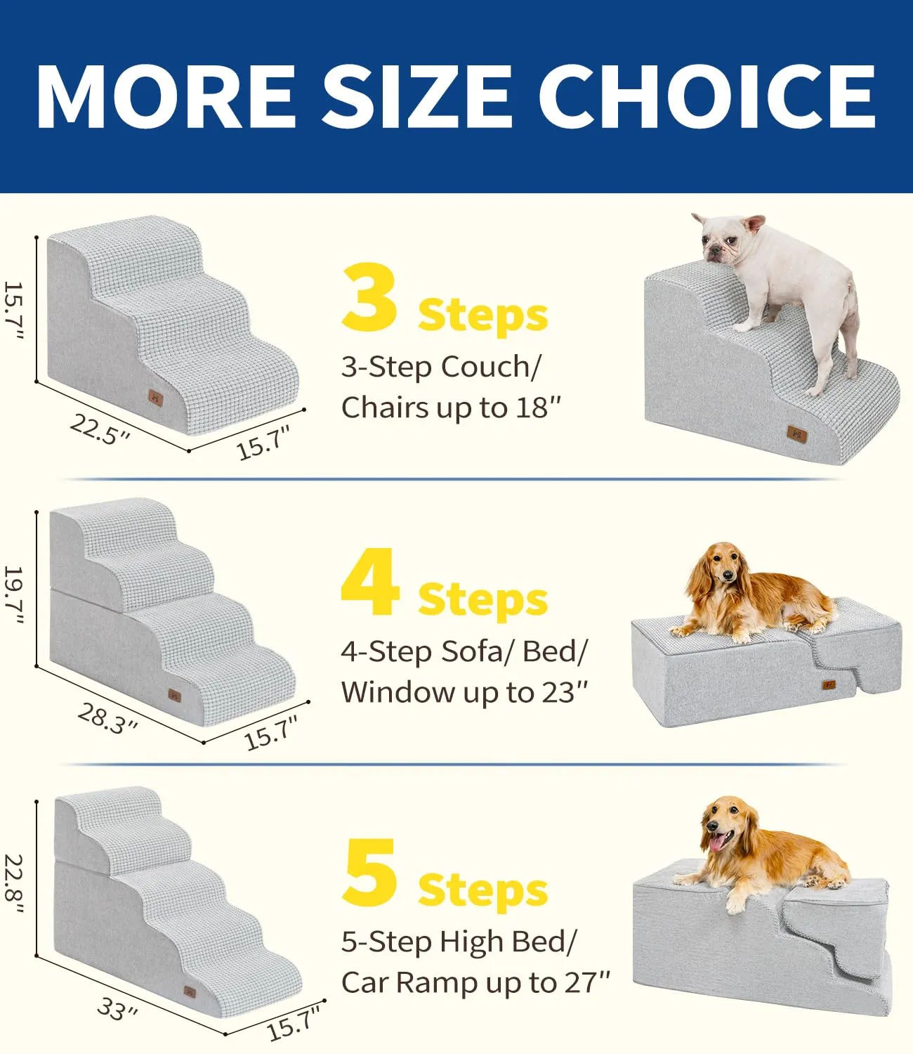 wholesale Grey Dog Stairs for Small Dogs, Dog Steps for Bed 35D Strong Support