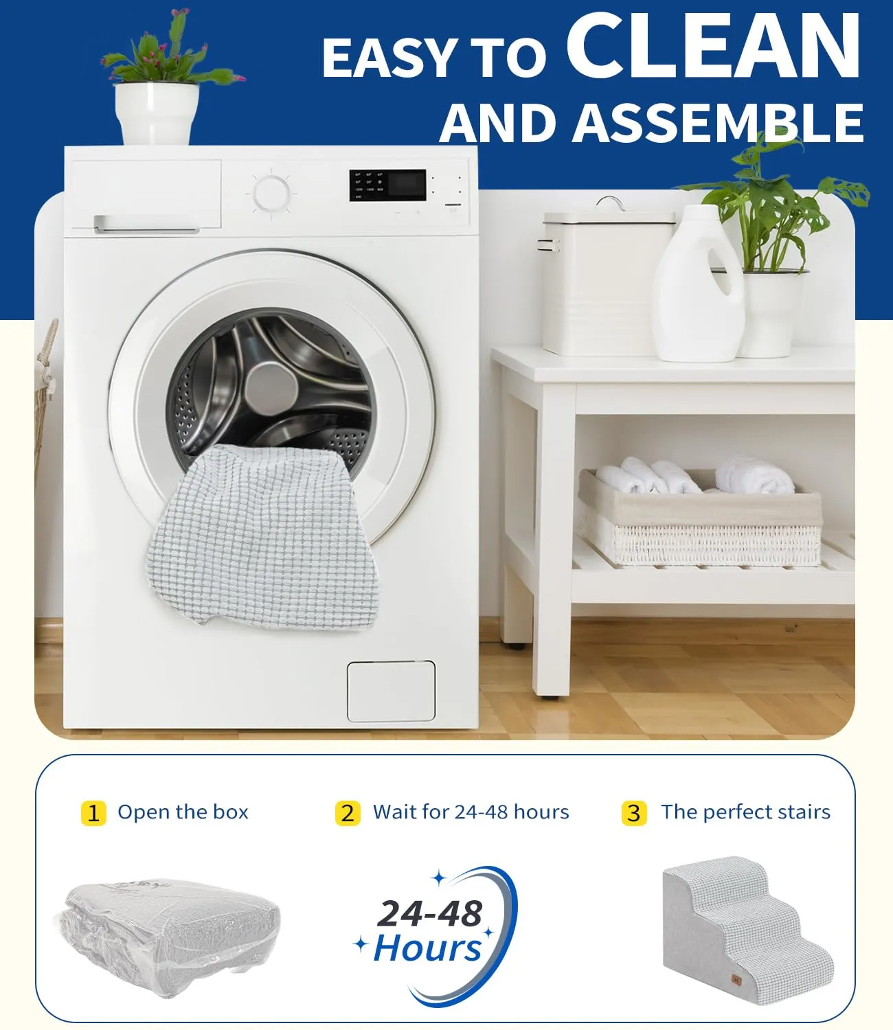 wholesale Grey Dog Stairs for Small Dogs, Dog Steps for Bed 35D Strong Support Foam Stairs