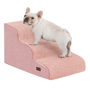 Wholesale Pink 3-Step Dog Steps for High Bed
