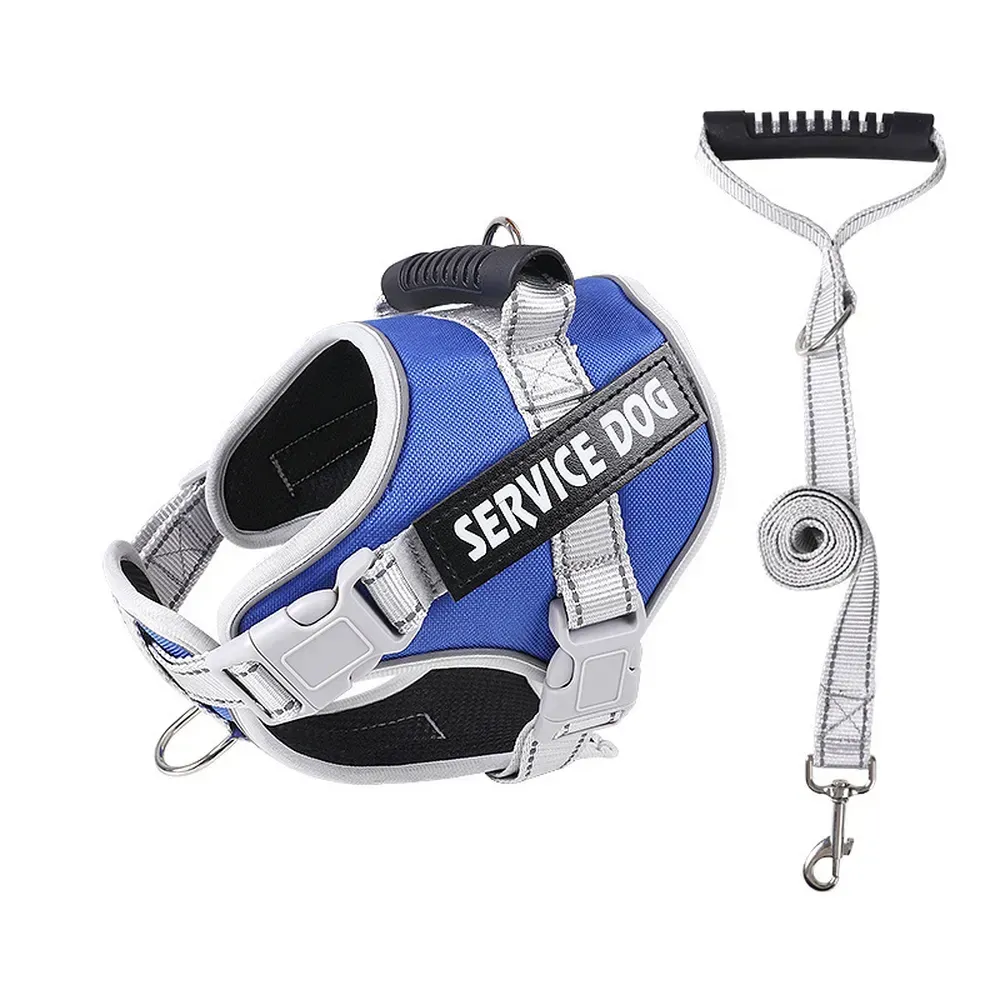 Wholesale Adjustable XL Reflective Service Dog Harness & Leash Set, 5 Colors, 5pcsCarton
