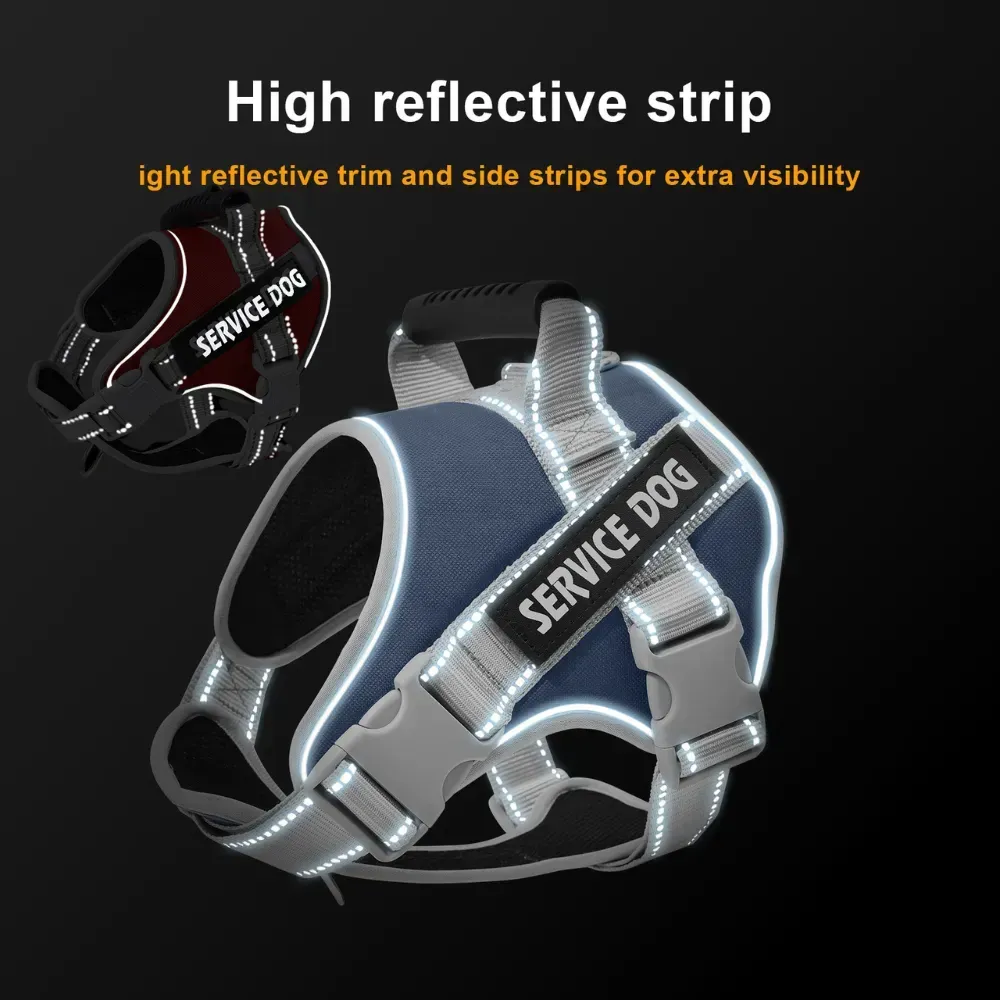 Wholesale Adjustable XL Reflective Service Dog Harness & Leash Set, 5 Colors, 5pcsCarton