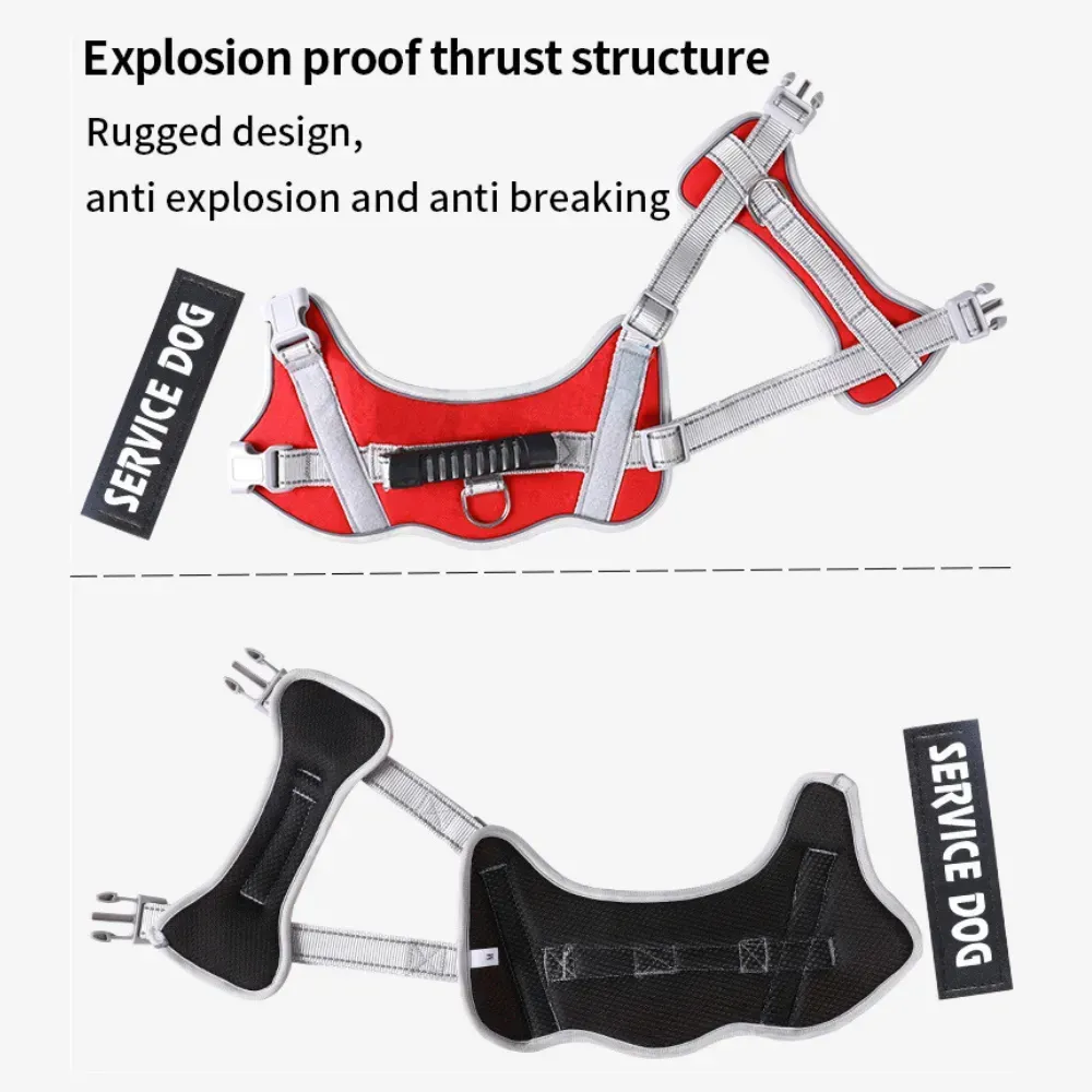 Wholesale Adjustable XL Reflective Service Dog Harness & Leash Set, 5 Colors, 5pcsCarton