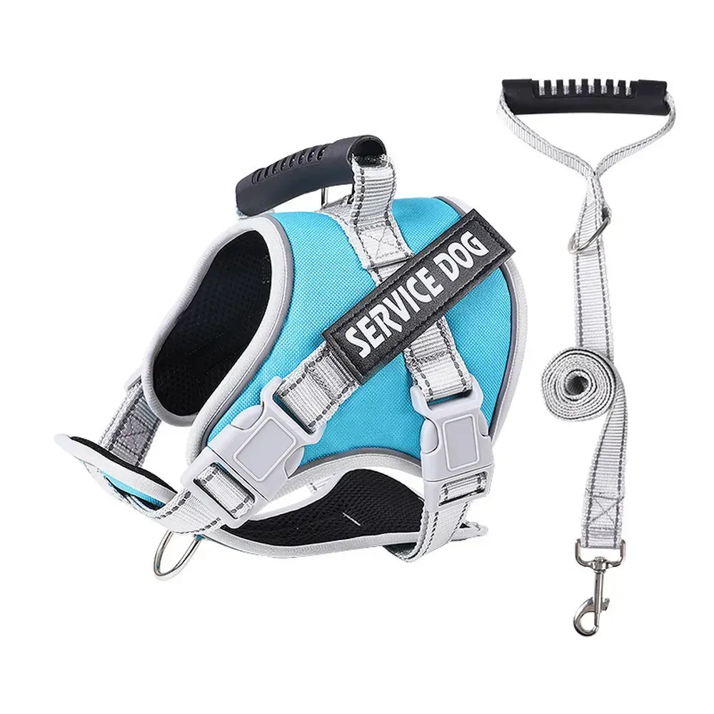 Wholesale Adjustable XL Reflective Service Dog Harness & Leash Set, 5 Colors, 5pcsCarton