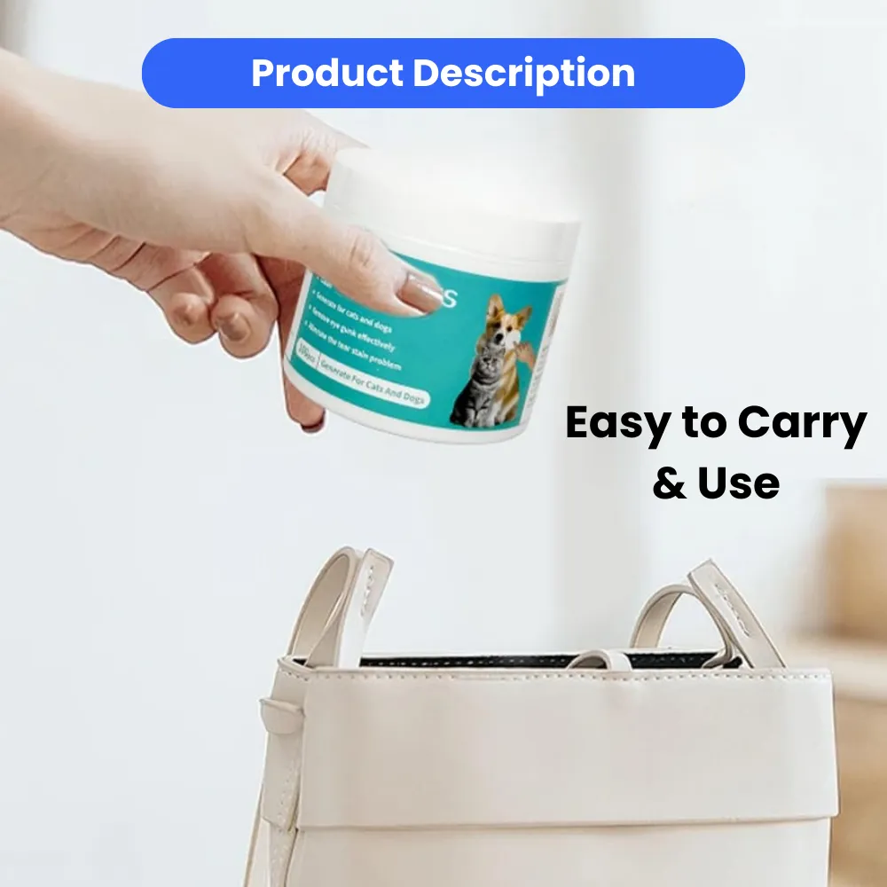 Wholesale Soothing Cleaning Grooming Pet Wipes Remove Tear Stain for Dogs & Cats, 100PcsBox