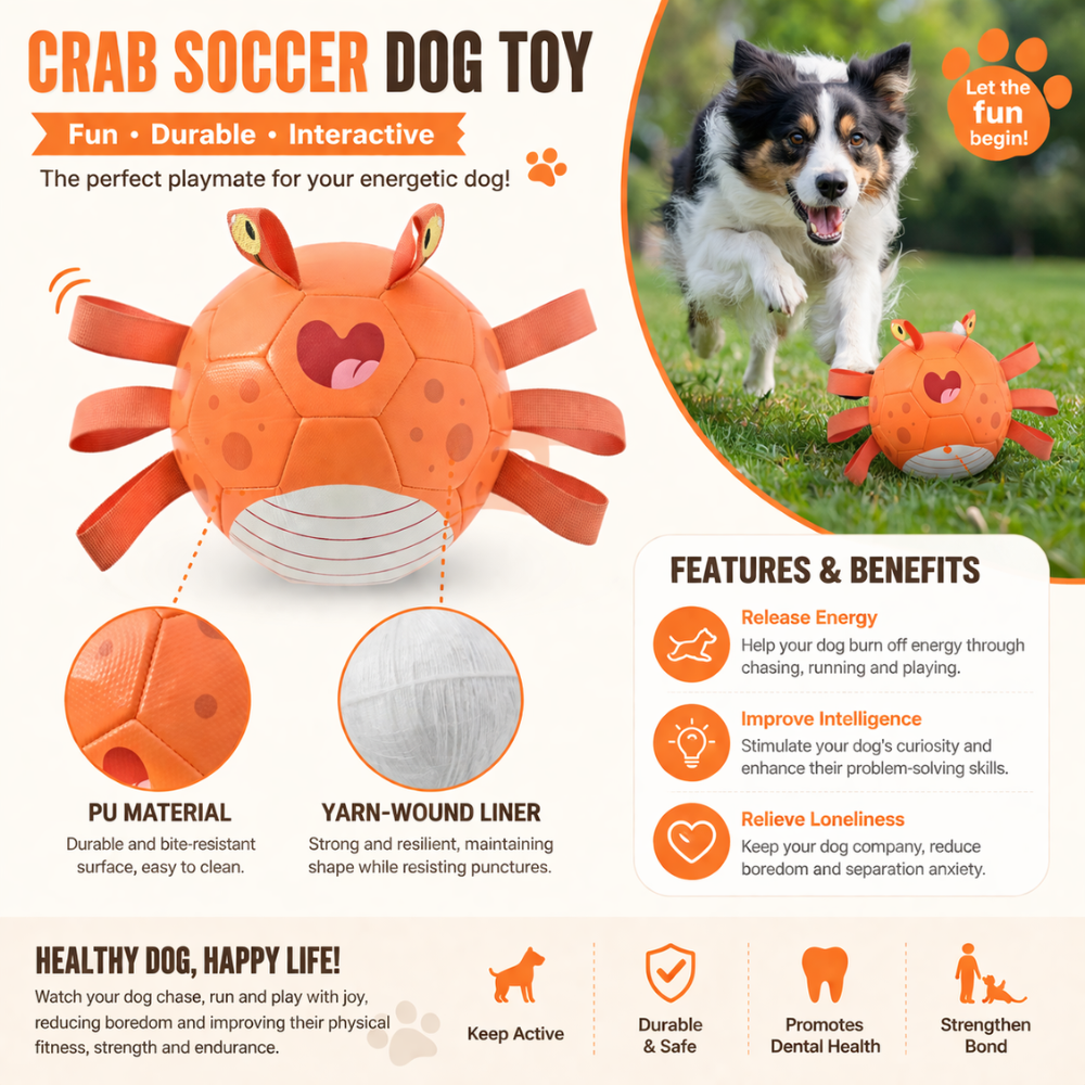 Wholesale Crab Dog Ball Toy, Dog Soccer Balls with Straps, Funny Interactive Dog Toys Gifts for Puppies？